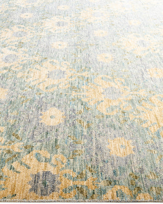 Contemporary Modern Hand Knotted Floral Wool Gray Area Rug 8' 2" x 10' 2"