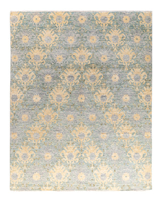 Contemporary Modern Hand Knotted Floral Wool Gray Area Rug 8' 2" x 10' 2"