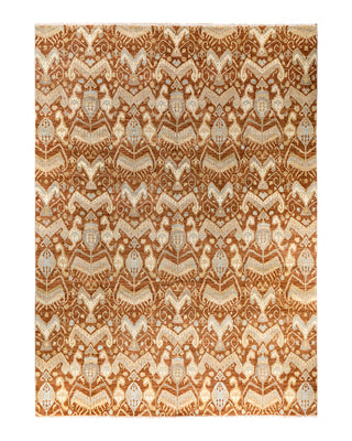 Traditional Ikat Hand Knotted Floral Wool Brown Area Rug 9' 0" x 12' 4"
