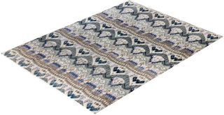 Traditional Ikat Hand Knotted Floral Silk & Wool Blend Beige Area Rug 9' 0" x 12' 1"