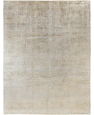 Contemporary Floral Silk Hand Knotted Yellow Area Rug 9' 1" x 12' 0"