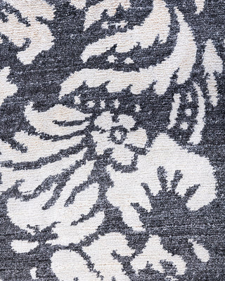 Contemporary Modern Hand Knotted Abstract Silk Black Area Rug 8' 2" x 10' 1"