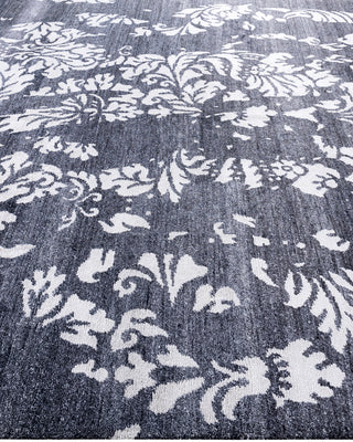 Contemporary Modern Hand Knotted Abstract Silk Black Area Rug 8' 2" x 10' 1"