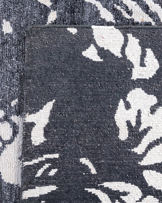 Contemporary Modern Hand Knotted Abstract Silk Black Area Rug 8' 2" x 10' 1"