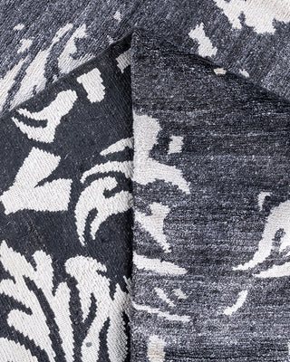 Contemporary Modern Hand Knotted Abstract Silk Black Area Rug 8' 2" x 10' 1"