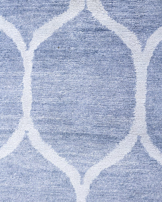 Contemporary Modern Hand Knotted Geometric Silk Gray Area Rug 9' 3" x 12' 1"