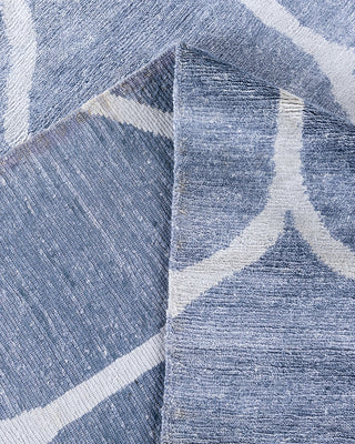 Contemporary Modern Hand Knotted Geometric Silk Gray Area Rug 9' 3" x 12' 1"