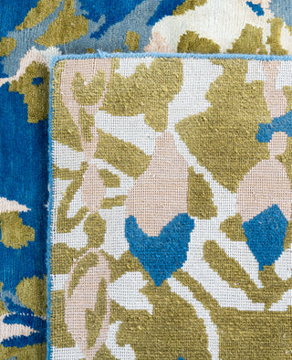 Contemporary Abstarct Wool, Silk Hand Knotted Blue Area Rug 8' 2" x 9' 10"