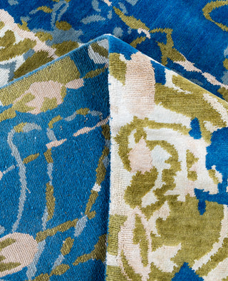 Contemporary Abstarct Wool, Silk Hand Knotted Blue Area Rug 8' 2" x 9' 10"
