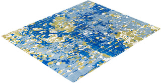Contemporary Abstarct Wool, Silk Hand Knotted Blue Area Rug 8' 2" x 9' 10"