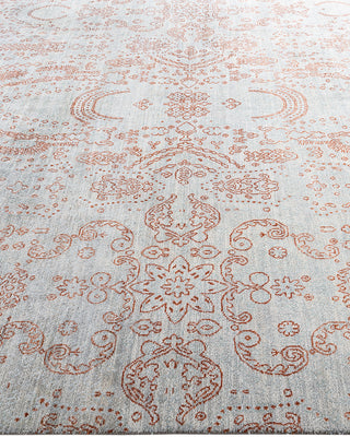 Traditional Ikat Hand Knotted Abstract Silk & Wool Blend Gray Area Rug 8' 0" x 10' 4"
