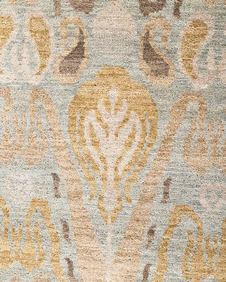 Traditional Ikat Hand Knotted Floral Wool Brown Area Rug 8' 0" x 10' 1"