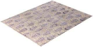 Traditional Ikat Hand Knotted Floral Silk & Wool Blend Beige Area Rug 8' 0" x 10' 1"