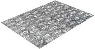 Traditional Ikat Hand Knotted Floral Silk & Wool Blend Gray Area Rug 9' 1" x 12' 4"