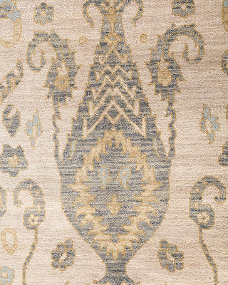 Traditional Ikat Hand Knotted Floral Wool Beige Area Rug 9' 1" x 12' 4"