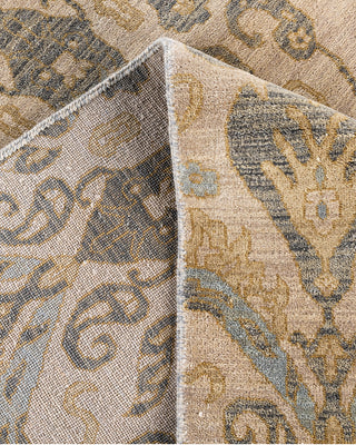 Traditional Ikat Hand Knotted Floral Wool Beige Area Rug 9' 1" x 12' 4"