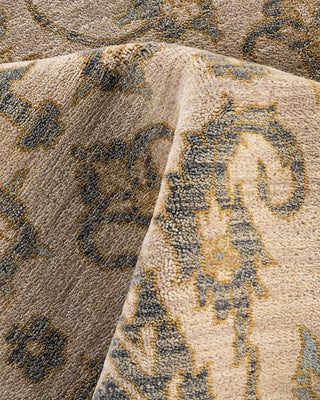 Traditional Ikat Hand Knotted Floral Wool Beige Area Rug 9' 1" x 12' 4"