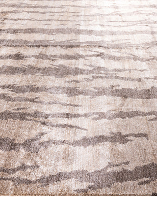 Traditional Ganga Hand Knotted Abstract Silk Gold Area Rug 8' 10" x 11' 10"