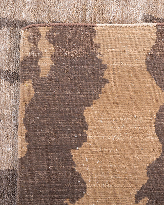 Traditional Ganga Hand Knotted Abstract Silk Gold Area Rug 8' 10" x 11' 10"