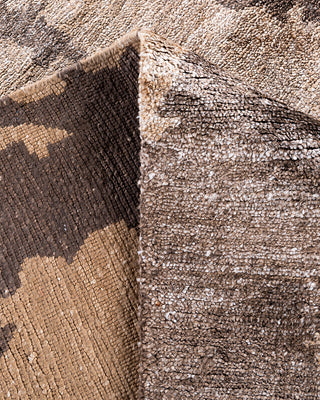 Traditional Ganga Hand Knotted Abstract Silk Gold Area Rug 8' 10" x 11' 10"