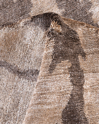 Traditional Ganga Hand Knotted Abstract Silk Gold Area Rug 8' 10" x 11' 10"