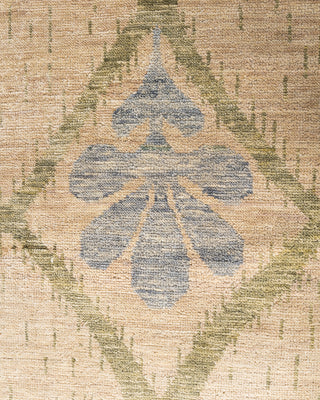 Contemporary Modern Hand Knotted Floral Wool Ivory Area Rug 7' 10" x 10' 3"