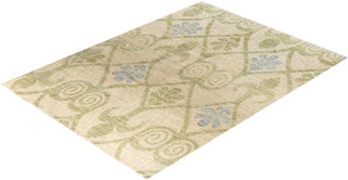 Contemporary Modern Hand Knotted Floral Wool Ivory Area Rug 7' 10" x 10' 3"