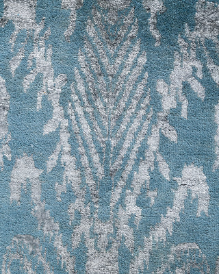 Traditional Ikat Hand Knotted Abstract Silk & Wool Blend Gray Area Rug 8' 10" x 12' 3"