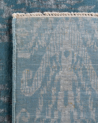 Traditional Ikat Hand Knotted Abstract Silk & Wool Blend Gray Area Rug 8' 10" x 12' 3"