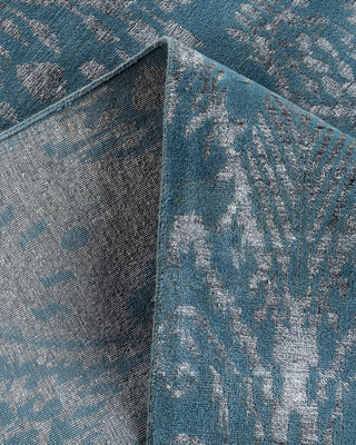 Traditional Ikat Hand Knotted Abstract Silk & Wool Blend Gray Area Rug 8' 10" x 12' 3"