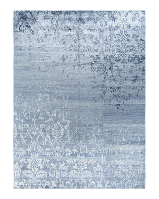 Contemporary Modern Hand Knotted Abstract Silk Gray Area Rug 9' 2" x 12' 2"
