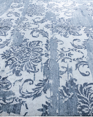 Contemporary Modern Hand Knotted Abstract Silk Gray Area Rug 9' 2" x 12' 0"