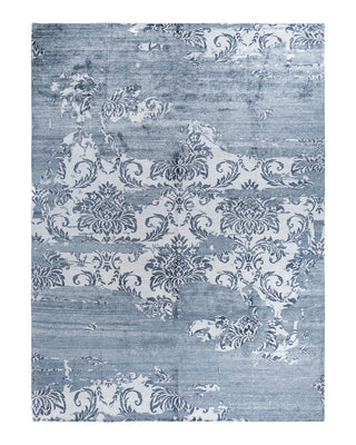 Contemporary Modern Hand Knotted Abstract Silk Gray Area Rug 9' 2" x 12' 0"