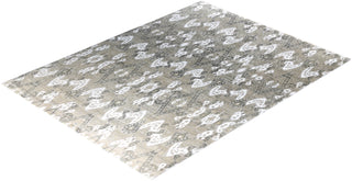 Traditional Ikat Hand Knotted Abstract Silk & Wool Blend Gray Area Rug 9' 0" x 12' 1"