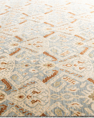 Traditional Ikat Hand Knotted Floral Silk & Wool Blend Gray Area Rug 8' 0" x 10' 1"