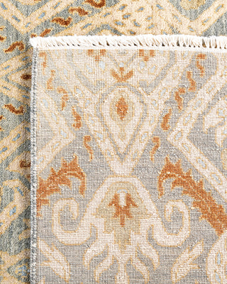 Traditional Ikat Hand Knotted Floral Silk & Wool Blend Gray Area Rug 8' 0" x 10' 1"