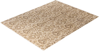 Traditional Floral Wool Hand Knotted Beige Area Rug 8' 1" x 10' 3"