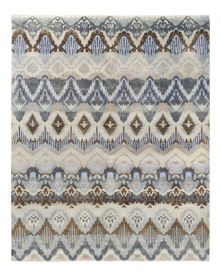 Traditional Ikat Hand Knotted Floral Wool Beige Area Rug 8' 0" x 9' 10"