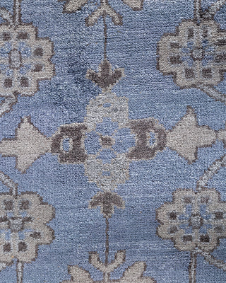 Contemporary Modern Hand Knotted Floral Silk Purple Area Rug 9' 1" x 12' 1"
