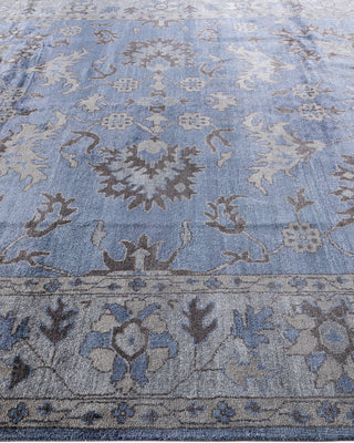 Contemporary Modern Hand Knotted Floral Silk Purple Area Rug 9' 1" x 12' 1"