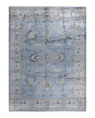 Contemporary Modern Hand Knotted Floral Silk Purple Area Rug 9' 1" x 12' 1"