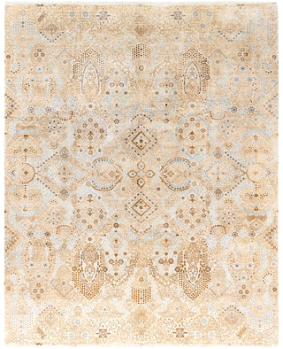 Traditional Floral Wool, Silk Hand Knotted Beige Area Rug 8' 2" x 10' 1"