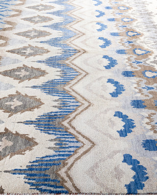 Traditional Ikat Hand Knotted Floral Wool Beige Area Rug 8' 0" x 9' 10"