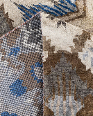 Traditional Ikat Hand Knotted Floral Wool Beige Area Rug 8' 0" x 9' 10"
