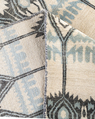 Traditional Ikat Hand Knotted Floral Wool Beige Area Rug 9' 1" x 12' 4"