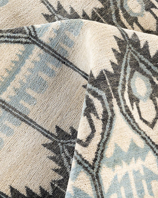 Traditional Ikat Hand Knotted Floral Wool Beige Area Rug 9' 1" x 12' 4"