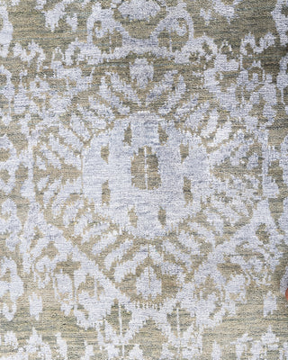 Traditional Ikat Hand Knotted Abstract Silk & Wool Blend Ivory Area Rug 8' 0" x 10' 0"