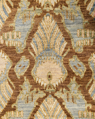 Traditional Ikat Hand Knotted Floral Wool Brown Area Rug 8' 0" x 10' 0"