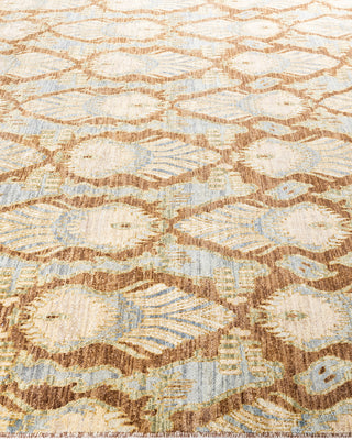 Traditional Ikat Hand Knotted Floral Wool Brown Area Rug 8' 0" x 10' 0"