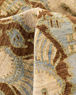 Traditional Ikat Hand Knotted Floral Wool Brown Area Rug 8' 0" x 10' 0"